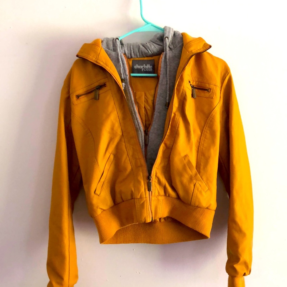 Charlotte Russe faux leather jacket- Yellow, large